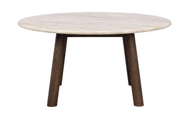 Taransay soffbord Ø90 beige travertin/brun ek