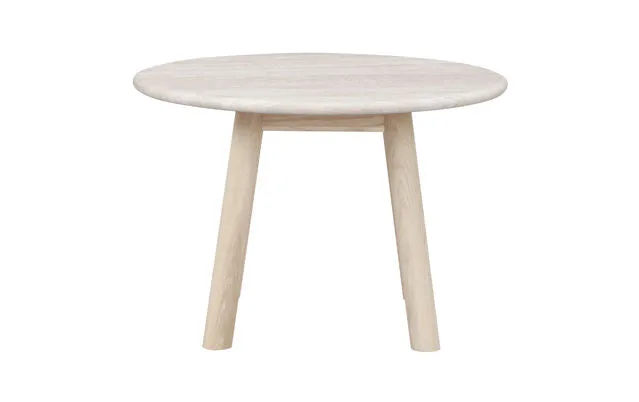 Taransay soffbord Ø60 beige travertin/vitpigmenterad ek