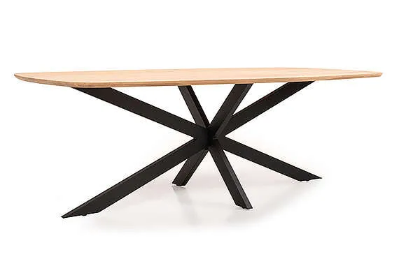 Oakland Ovalt Matbord Borstad Ek X-Ben Metall