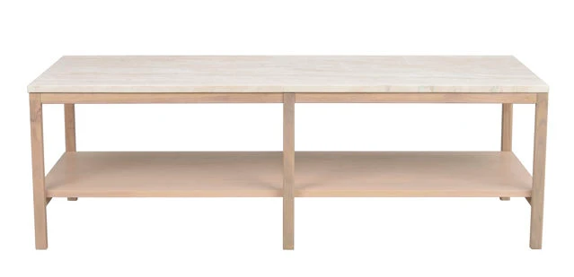 Orwel soffbord 140x60 beige travertin/vitpigmenterad ek