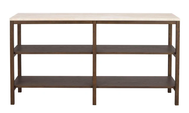 Orwel avlastningsbord 140xH75 beige travertin/brun ek