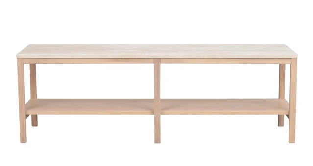 Orwel avlastningsbord 140xH45 beige travertin/vitpigmenterad ek