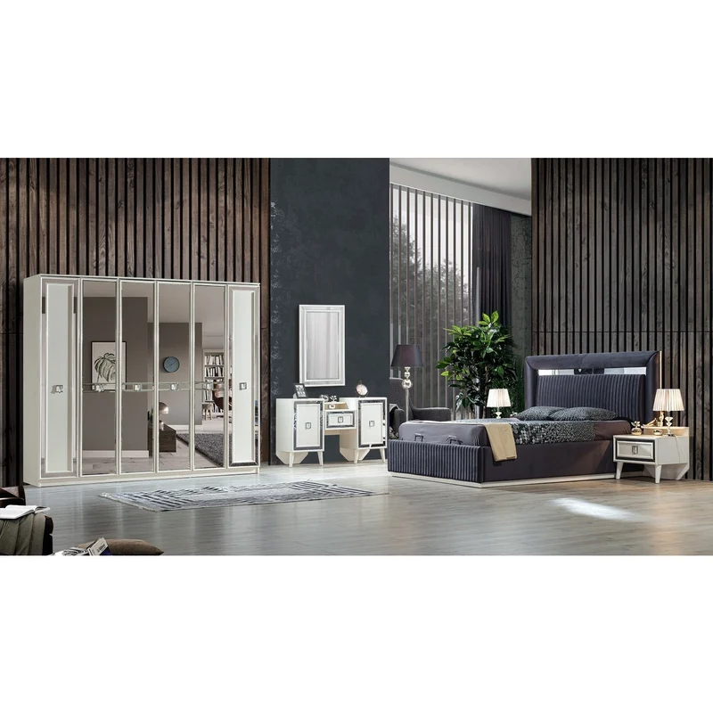 Albimo Gloria Sovrumsset - (160 cm Säng-2 st Sängbord-Sminkbord)