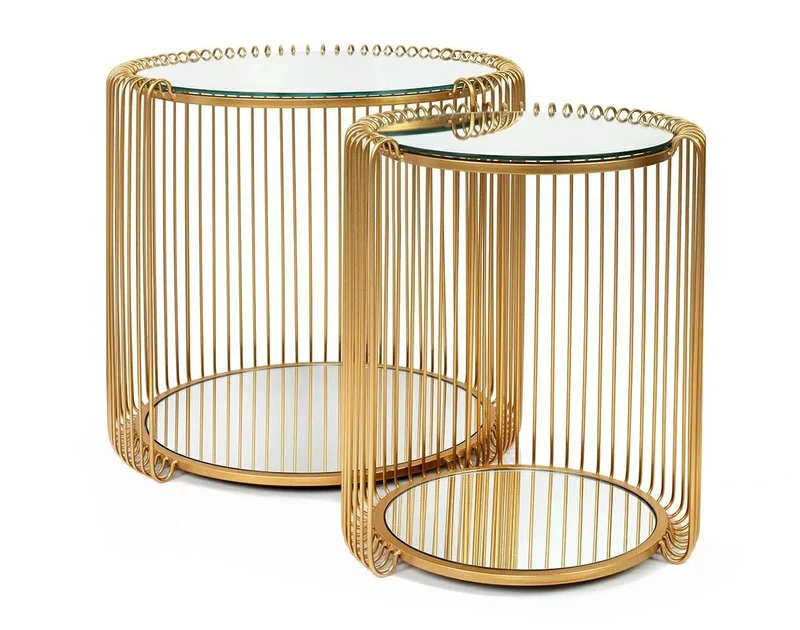 Sidobord KARE DESIGN - WIRE DOUBLE, mässing, 2-set
