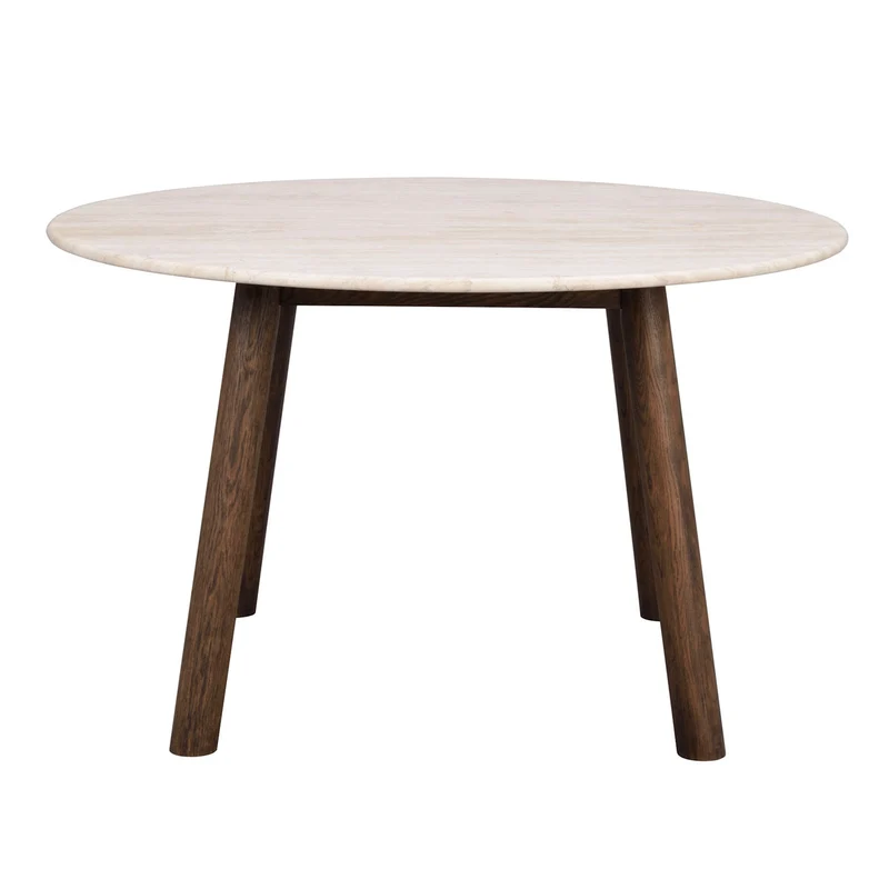 Matbord Taransay, Beige travertin / Brun ek