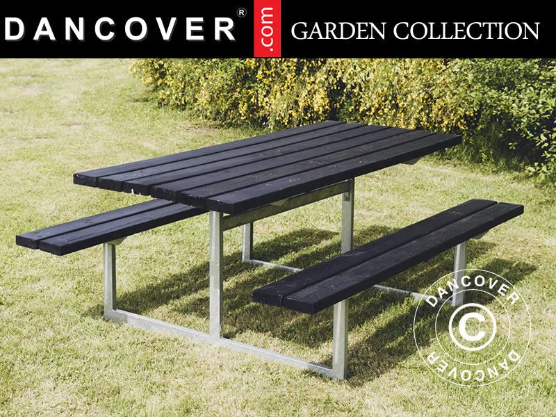 Picknickbord, 1,4x1,75x0,72m, Svart