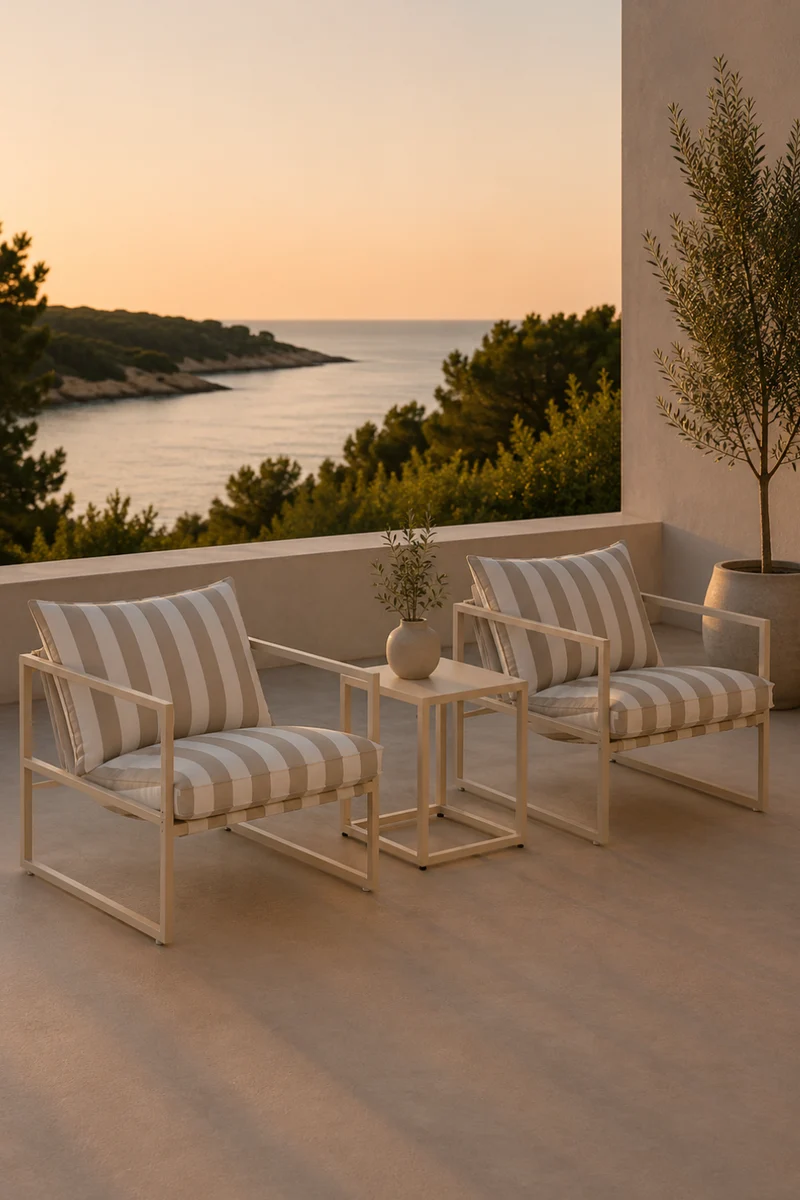 Messina Lounge Set Beige / Vit–beige randig