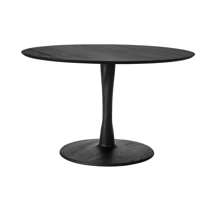 Matbord Torsion Rund, Massiv Svartlackad ek