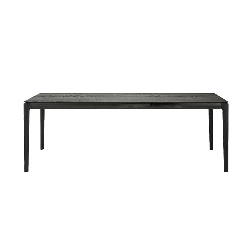 Matbord Bok med iläggsskiva, Svartlackerad Ek