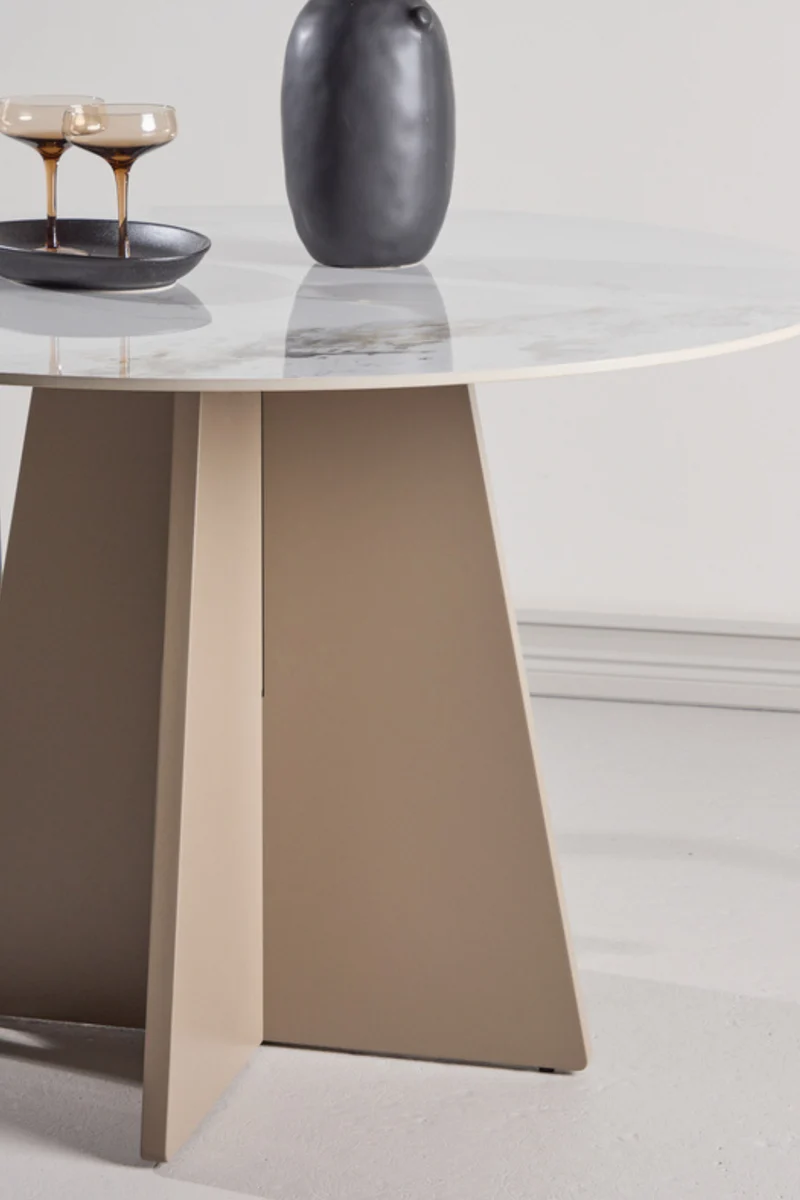 Bootcut Rundt Matbord Beige ø110