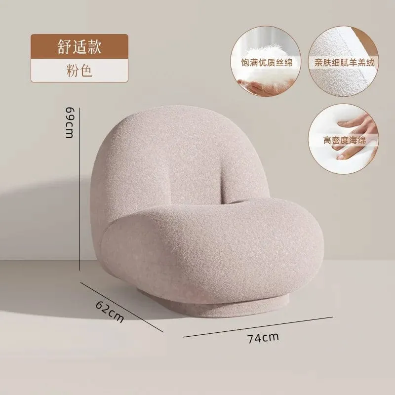 Söta moderna stolar Vardagsrum Stygga lamm Ull Trä Loungestol Lazy soffa Swivel Cadeira Giratoria Vardagsrumsdekoration
