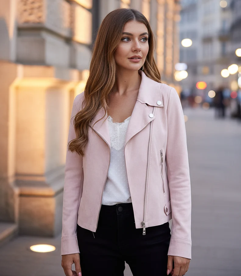 Perfecto mocka JACKET Ljusrosa