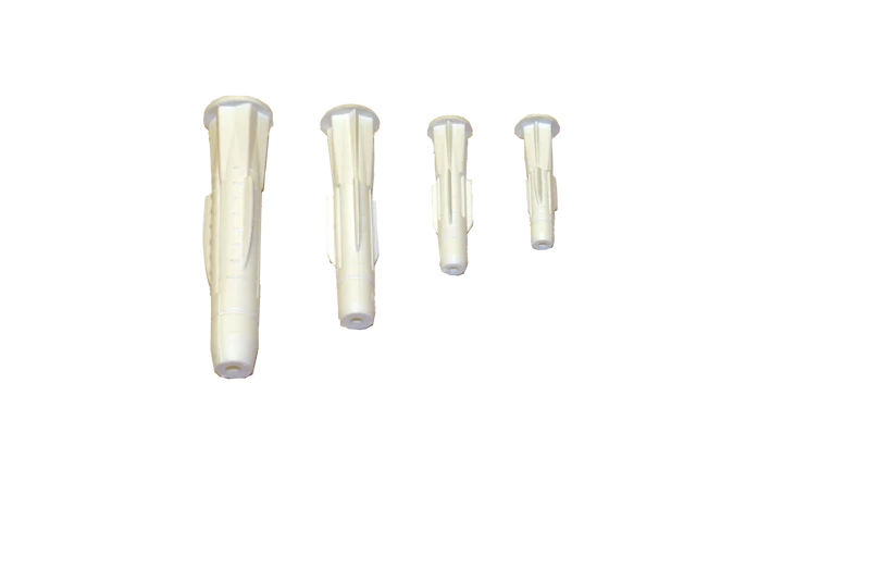 Plastplugg Universal vit i olika mängd och storlekar