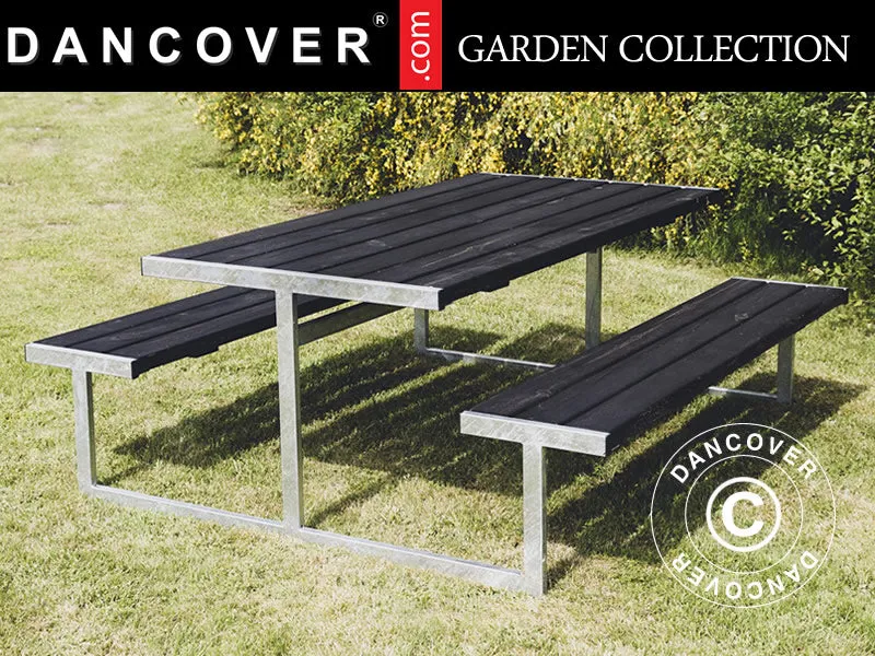 Picknickbord, 1,85x1,8x0,72m, Svart