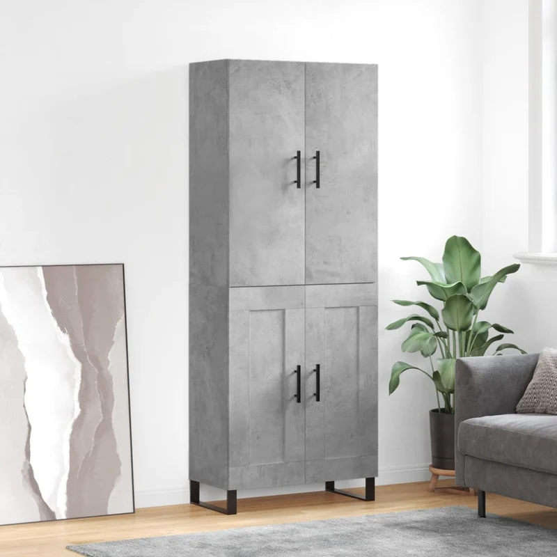 Högskåp betonggrå 69,5x34x180 cm konstruerat trä