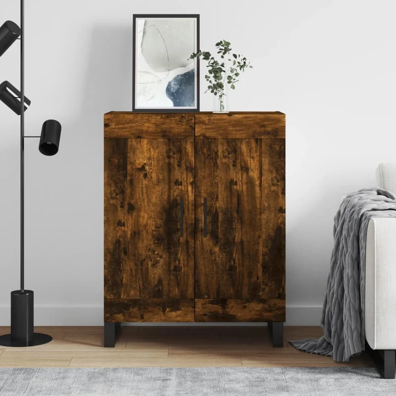 Skänk rökfärgad ek 69,5x34x90 cm konstruerat trä