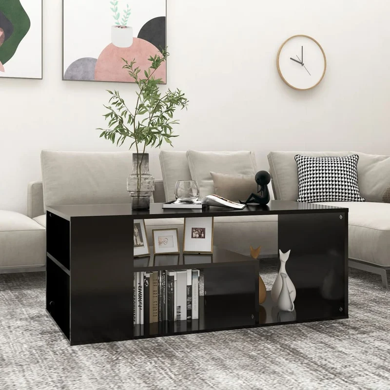 NNEVL Coffee Table Black 100x50x40 cm Chipboard