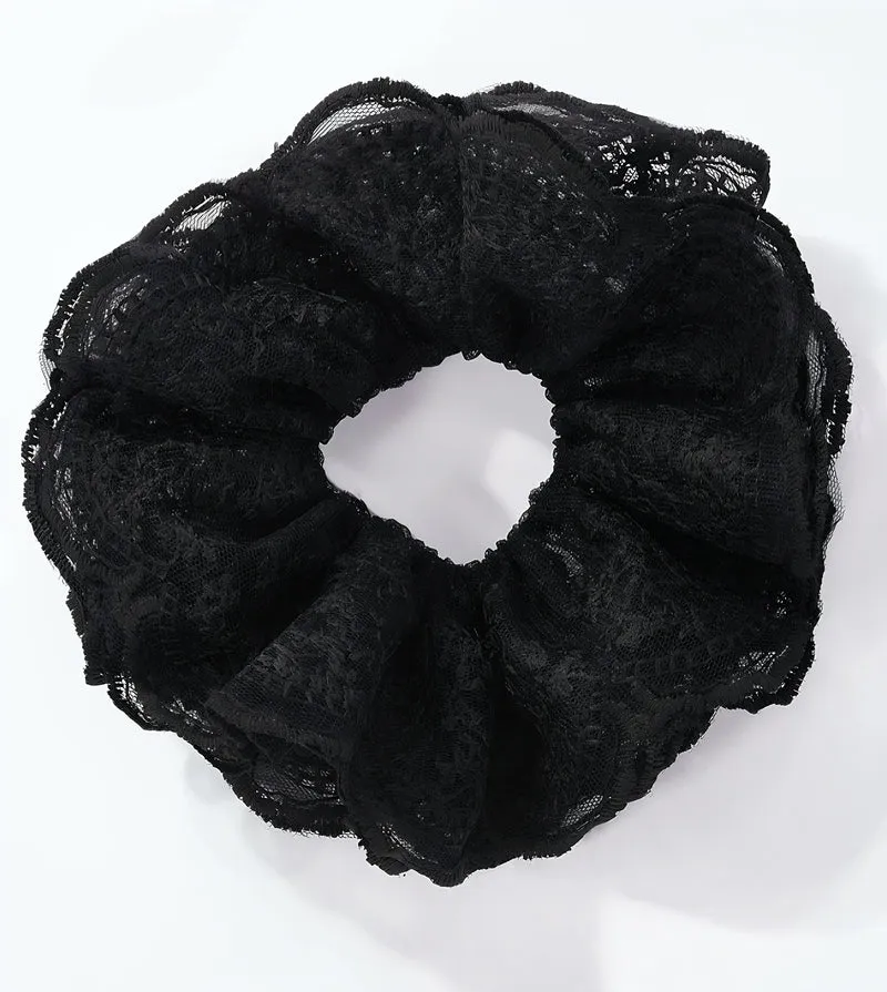 Spetsvolang scrunchie Svart
