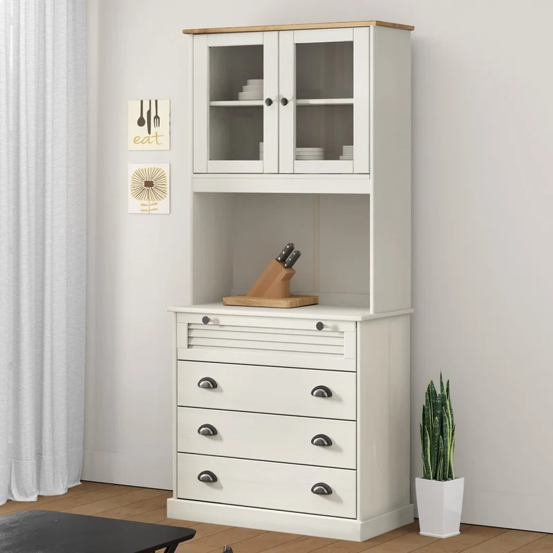 Högskåp VIGO vit 80x40x176 cm massiv furu