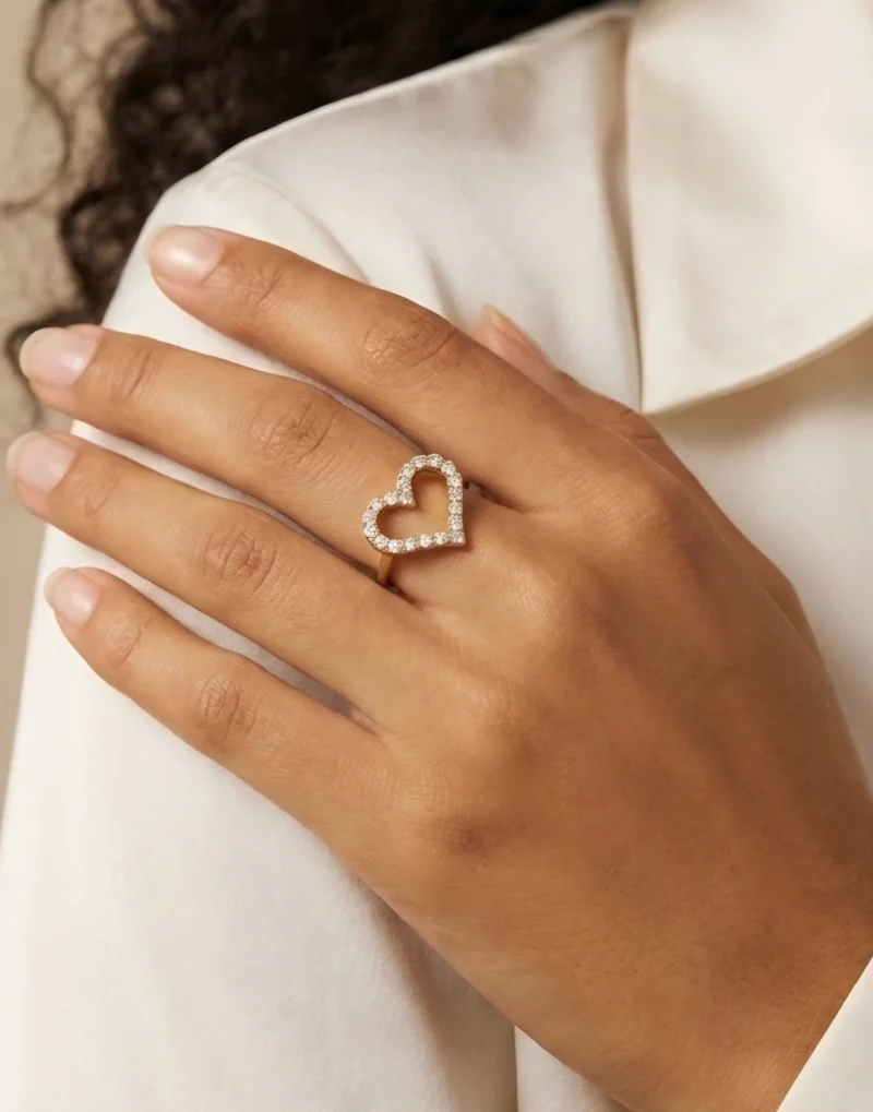 Ring heart rostfritt stål