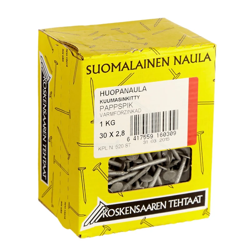 Varmförzinkad pappspik 30 × 2,8 mm, 1 kg – 91PC