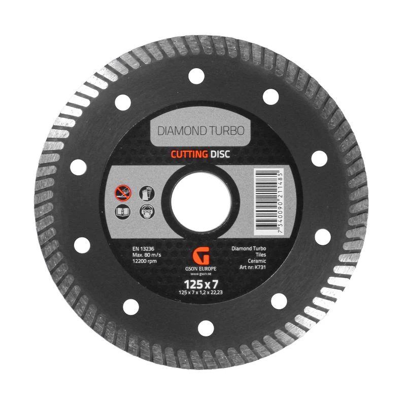Diamond Turbo Cutting Disc 125 x 7,0 x 1,2 x 22,23 mm