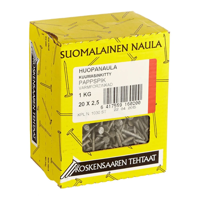 Varmförzinkad pappspik 20 × 2,5 mm, 1 kg – RR67