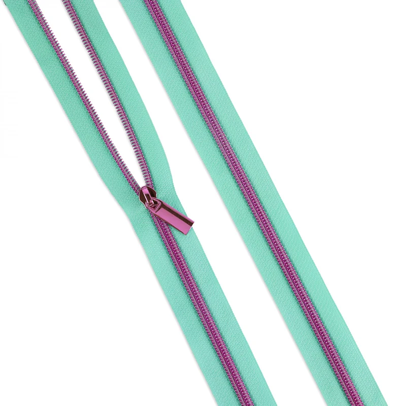 Raindrop nylon dragkedja medTula rosa tänder #5 - 3 yard (2.7 m) & 9 st Tula rosa kläppar - Sassafras Lane Designs