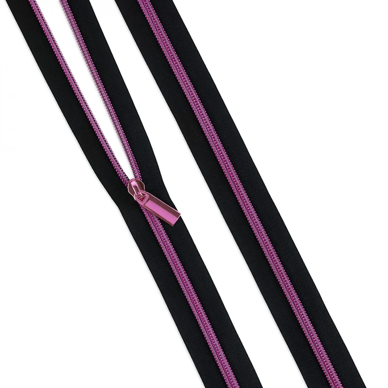 Black Tula nylon dragkedja medTula rosa tänder #5 - 3 yard (2.7 m ) & 9 st Tula rosa kläppar - Sassafras Lane Designs