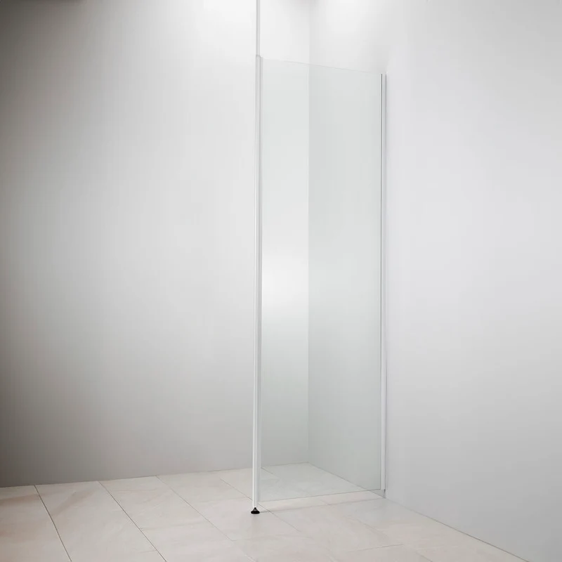 Duschvägg fast, 800x2015 mm, klart glas, matt aluminium