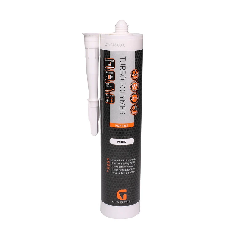 Turbo Polymer Vit 290 ml – snabbt monteringslim & tätningsmassa