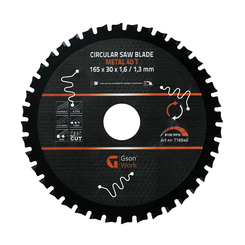 Cirkelsåg för metall 40T – 165 x 30 x 1,6 / 1,3 mm