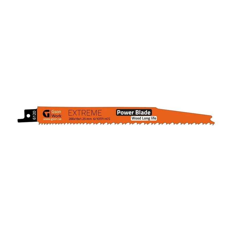Tigersågblad Gson Extreme Wood 200 mm – för trä, MDF, plywood och plast, 6/10 TPI