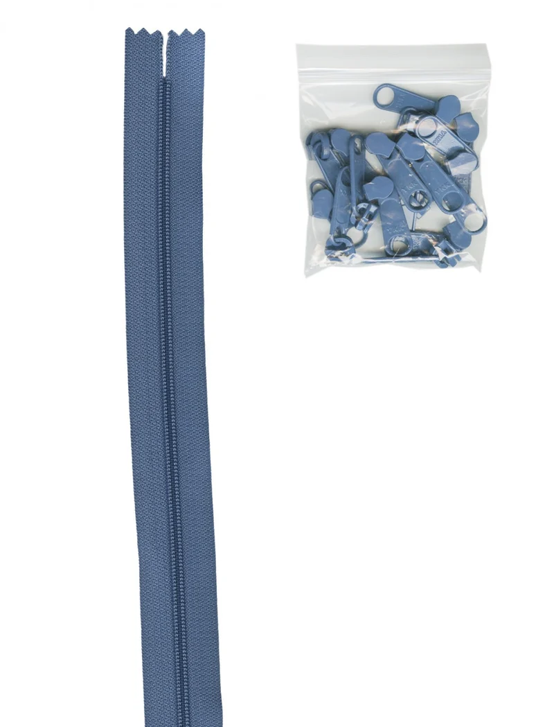 Country Blue zipper by the yard till väskor etc - ByAnnie