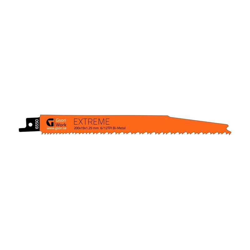 Tigersågblad Gson Extreme 200 mm – för trä, spik, metall och plast, 6/12 TPI