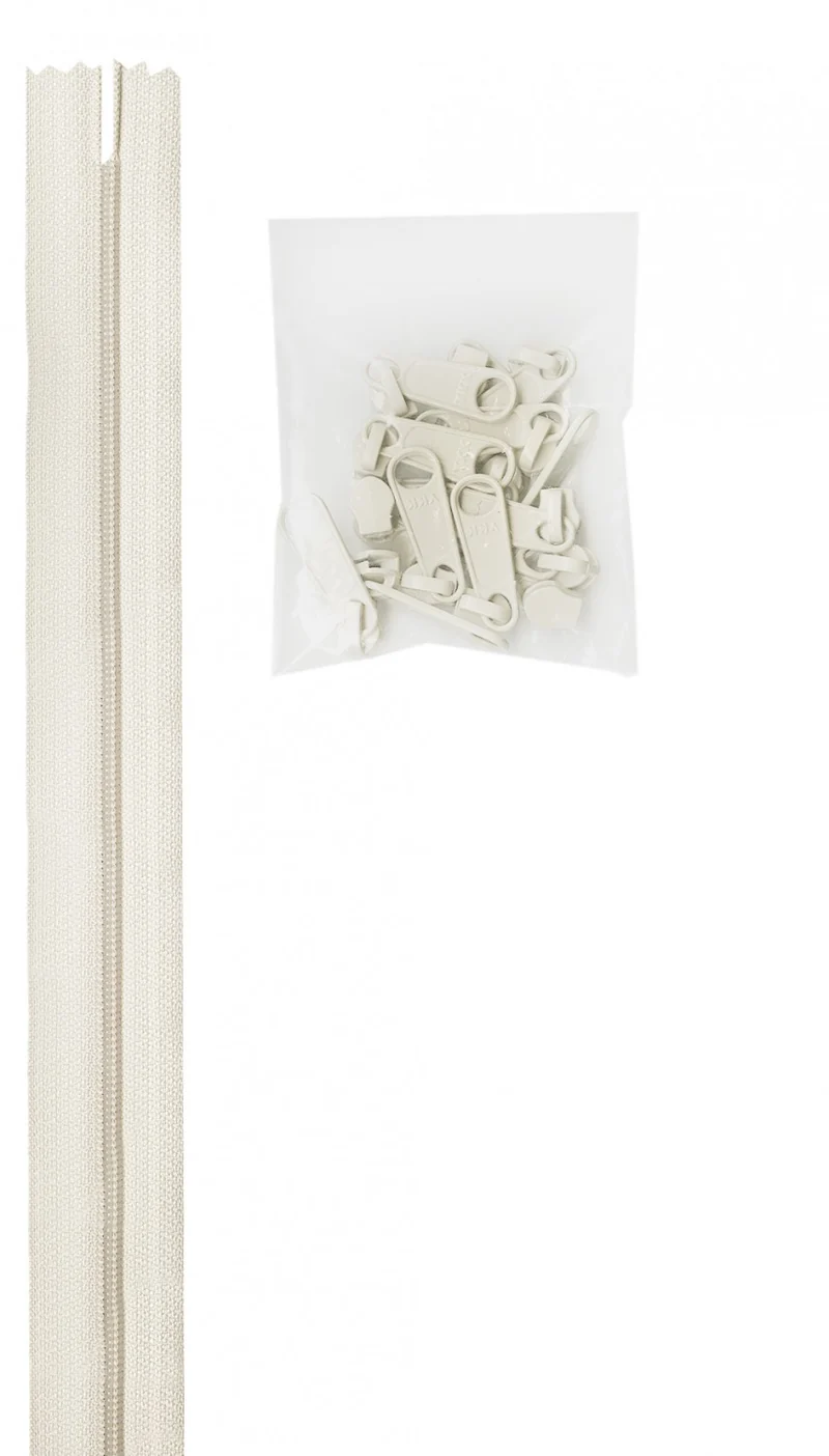 White /white zipper by the yard till väskor etc - ByAnnie