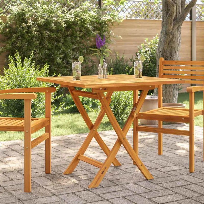Hopfällbart trädgårdsbord 85x85x76 cm massiv teak