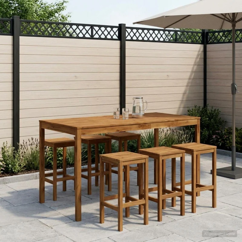 Trädgård Bar Bord Naturlig 196 x 100 x 105 cm Massivt Akaciaträ