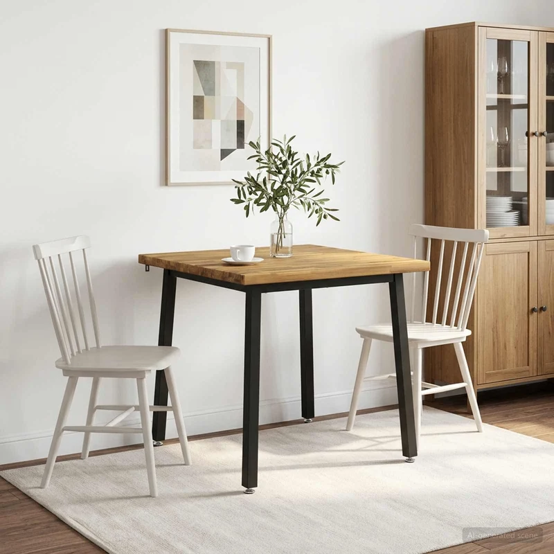 80 x 80 x 75 cm Massivt Akaciaträ Vit och svart Fyrkantig