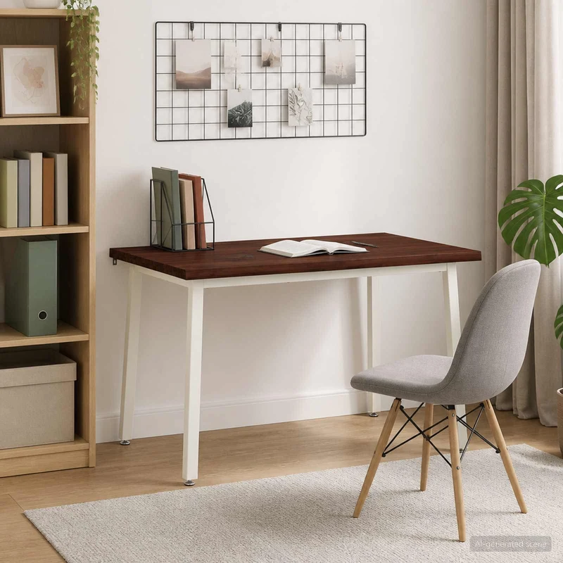 90 x 55 x 75 cm Massivt Akaciaträ Mörkbrun och Vit Rektangulär