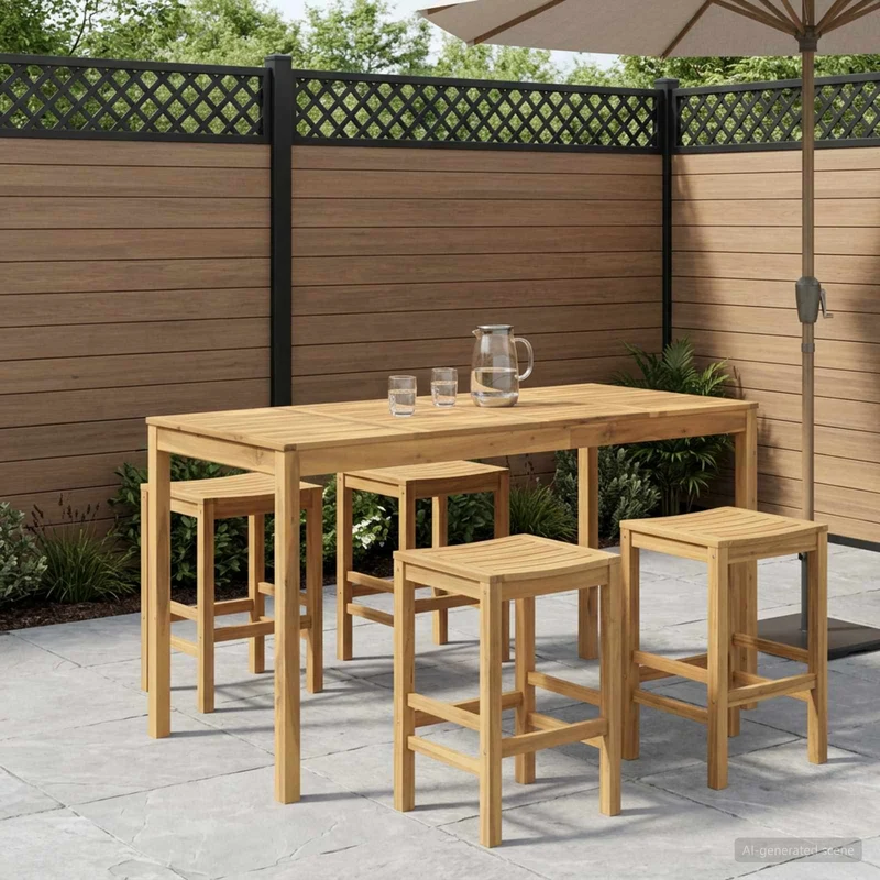 Trädgård Bar Bord Vit 196 x 80,5 x 105 cm Massivt Akaciaträ