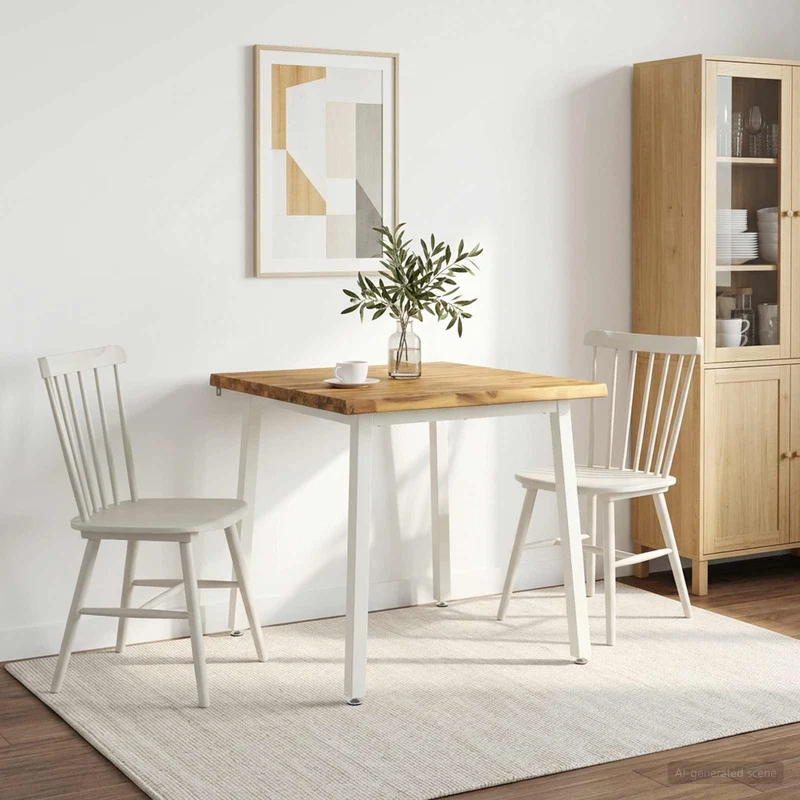 70 x 70 x 75 cm Massivt Akaciaträ Vit Fyrkantig