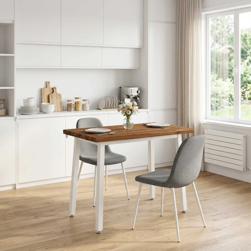 90 x 55 x 75 cm Massivt Akaciaträ Naturlig och vit Rektangulär