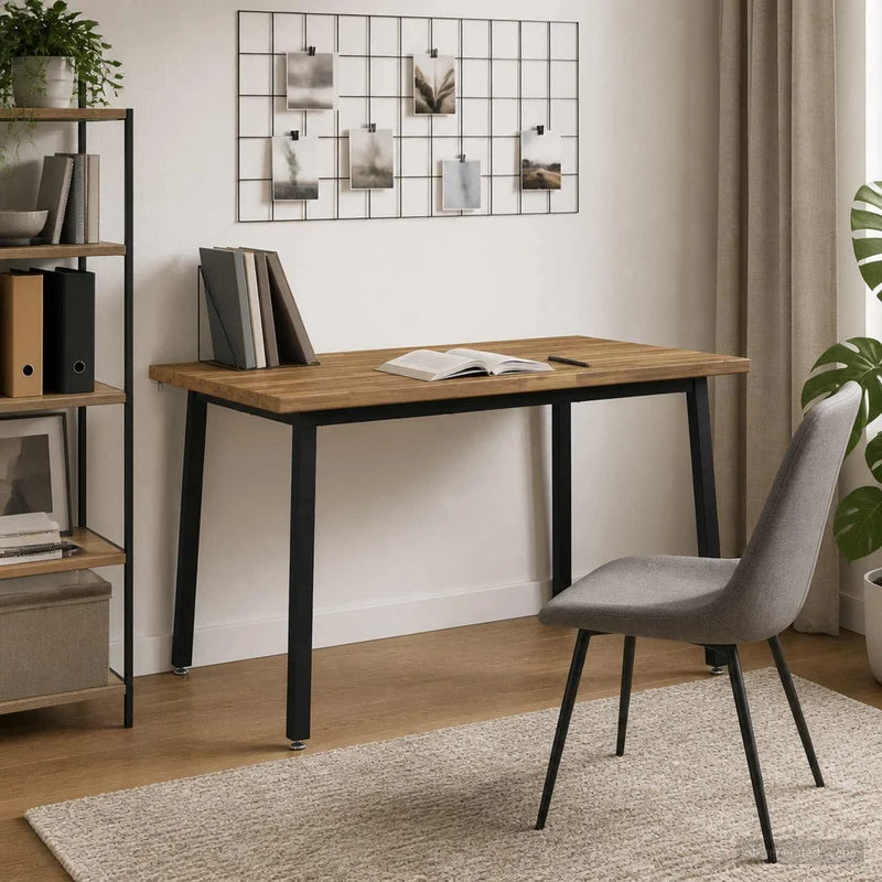 120 x 80 x 75 cm Massivt Akaciaträ Vit och svart Rektangulär