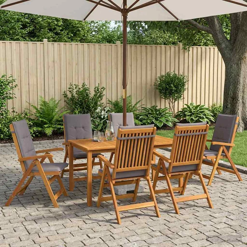 Trädgårdsmöbelset 6-sits Naturlig Massivt Akaciaträ