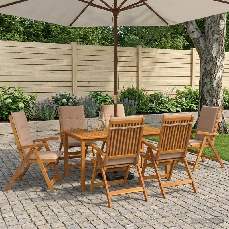 7-delars matgrupp för trädgården 6-sits Naturlig