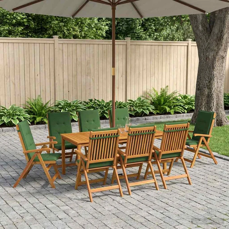 Trädgårdsmöbelset 8-sits Naturlig Massivt Akaciaträ