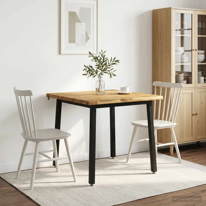 90 x 90 x 75 cm Massivt Akaciaträ Vit och svart Fyrkantig