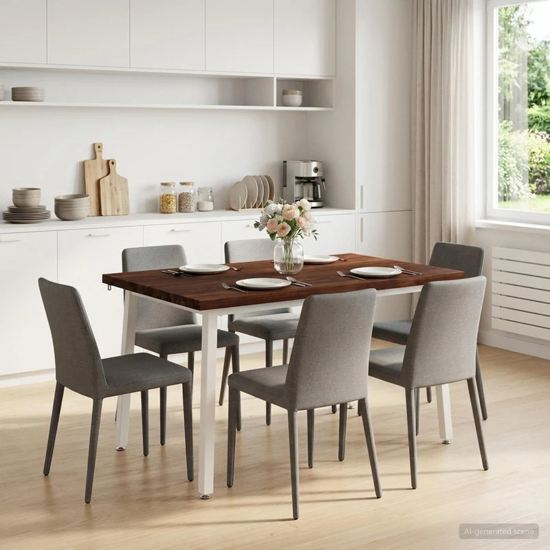 120 x 80 x 75 cm Massivt Akaciaträ Mörkbrun och Vit Rektangulär