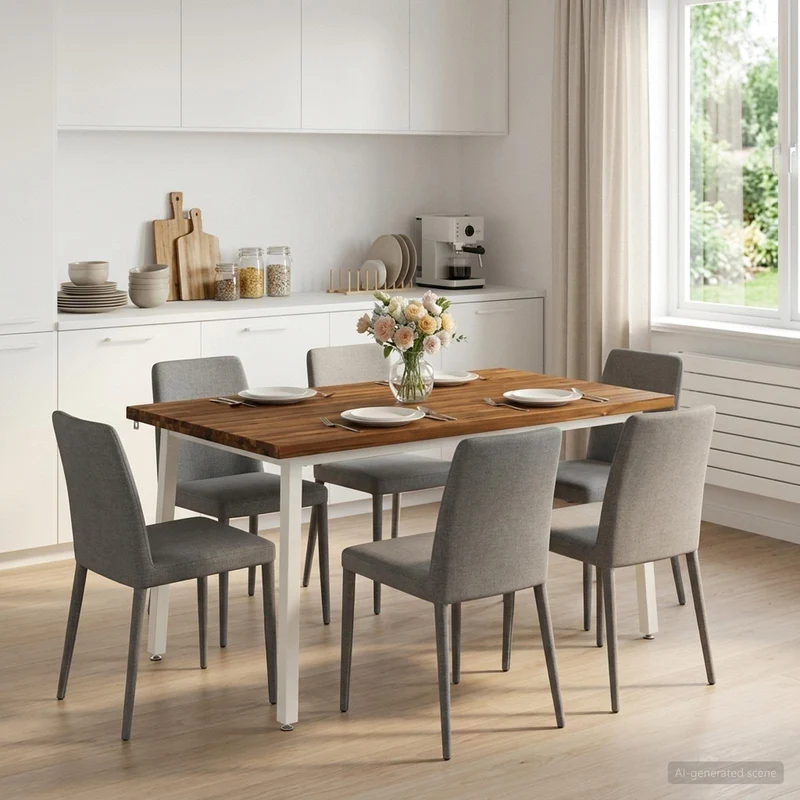 140 x 70 x 75 cm Massivt Akaciaträ Naturlig och vit Rektangulär